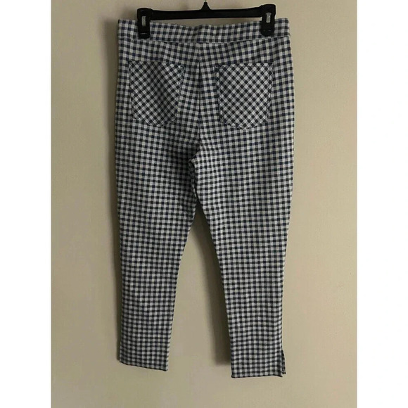 Nordstrom Women’s Leggings Gingham Check Pull On Pants size M Blue Vintage NWT - Picture 2 of 7